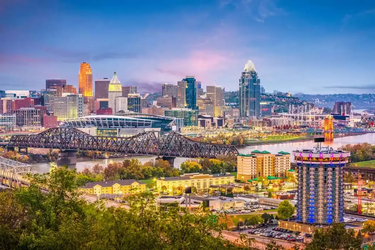 The skyline of Cincinnati, OH.